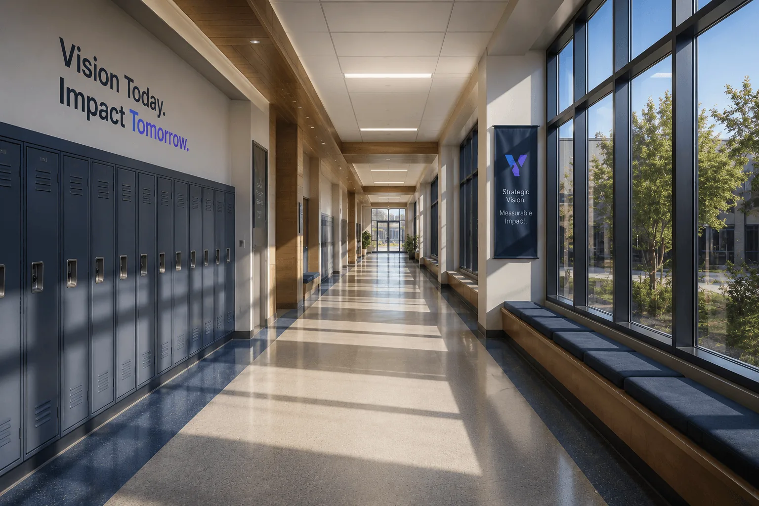VisionNext consultants walking an international school campus