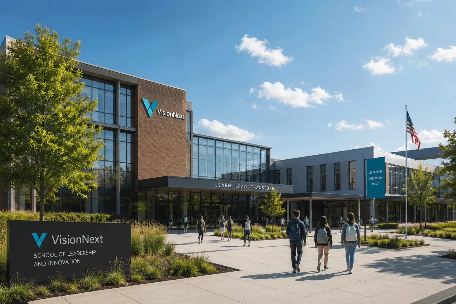 Modern international school campus exterior