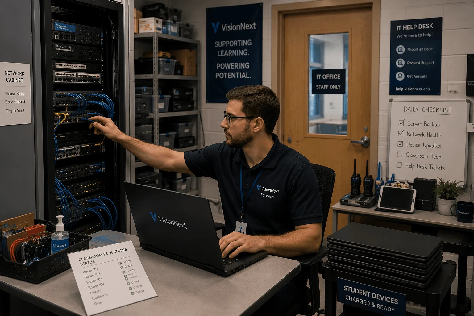 School IT systems and server room